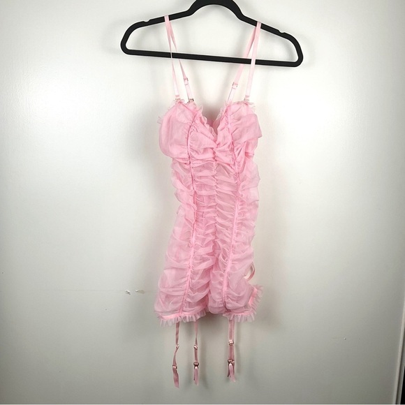 Dreamgirl Other - Dreamgirl Baby Rose Pink Ruched Sexy Sheer Lingerie Mini Dress | Size L